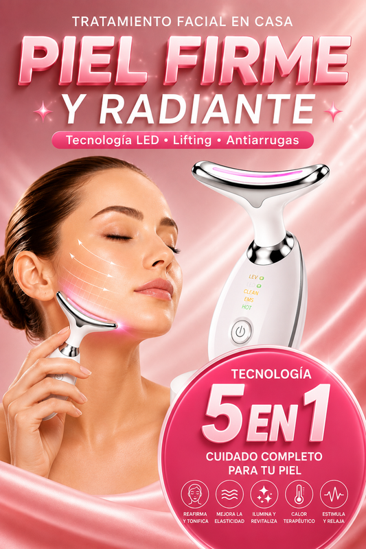 Masajeador Facial | Luz LED, Anti-arrugas y Reducción de Papada
