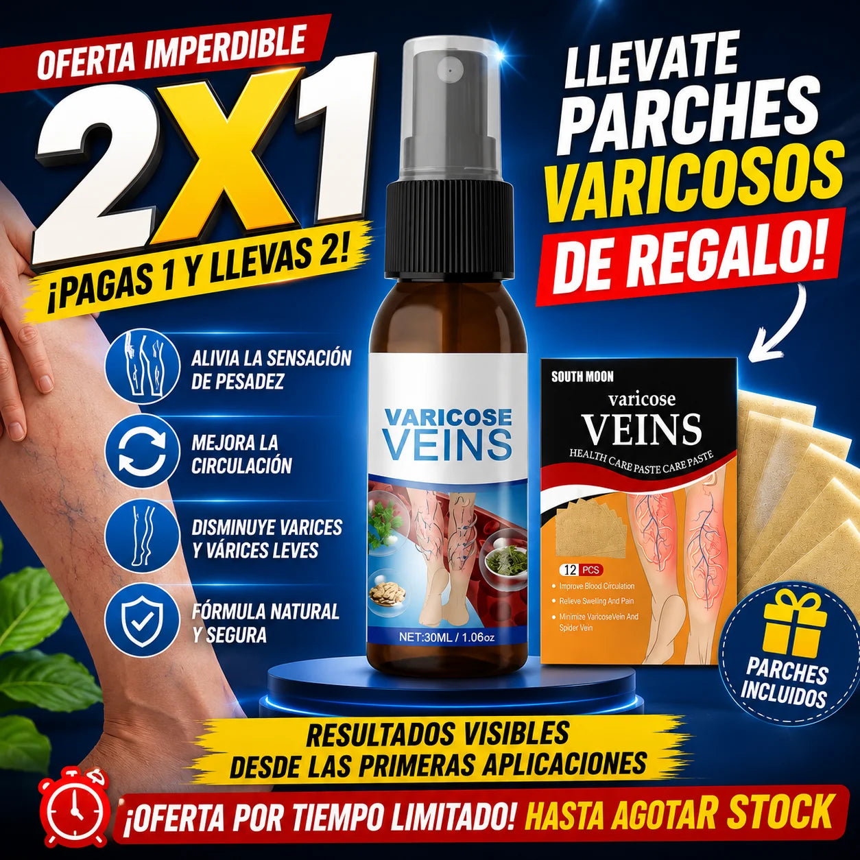 KIT VARICES SPRAY + 12 PARCHES
